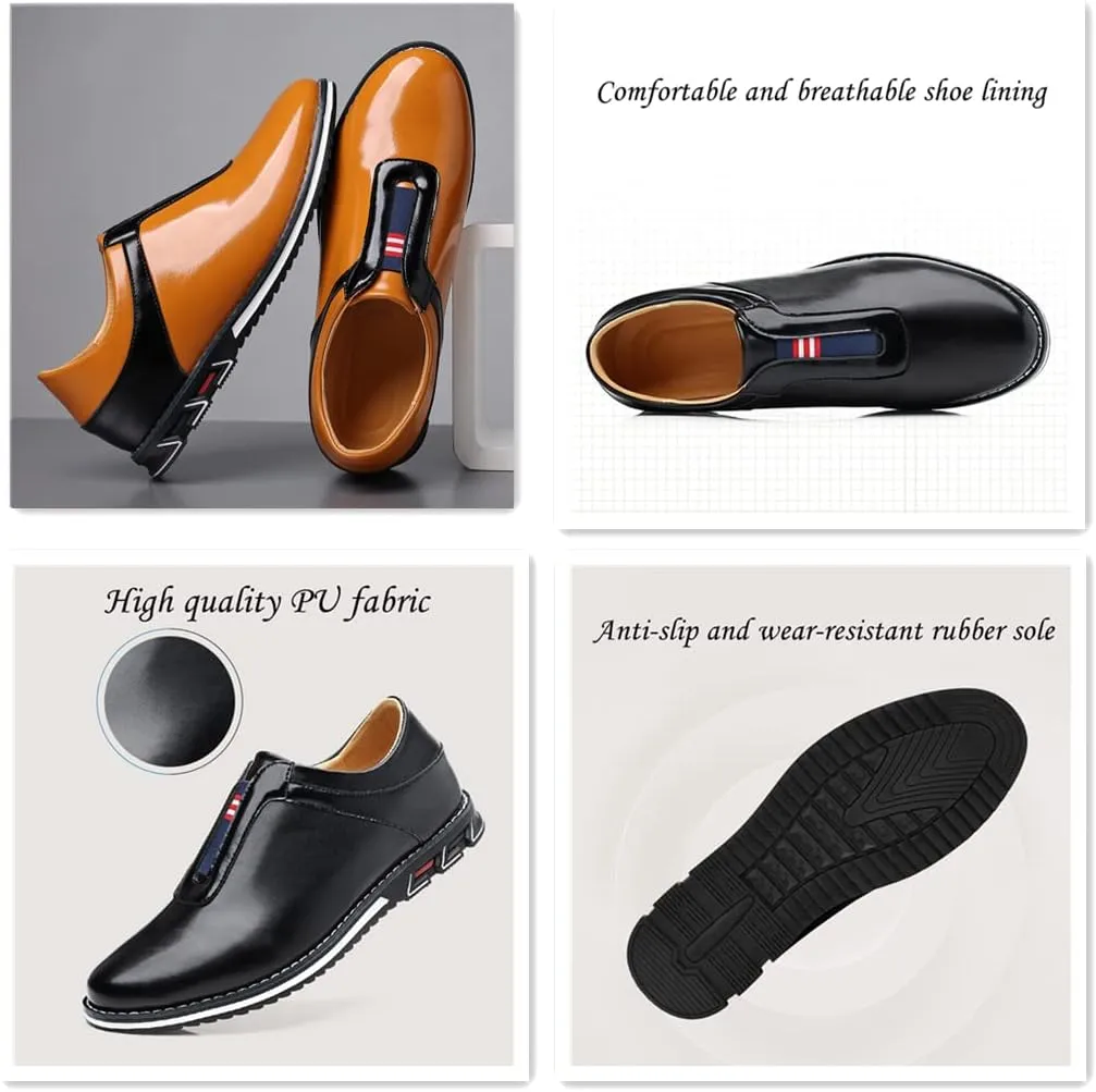 Veslexth Men Casual Business Loafers Lace-up Shoes Breathable Comfort Walking Fashion Driving Luxury Leather for Male Sneakers Work Office Dress Outdoor