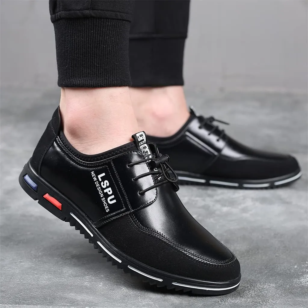 Veslexth Men Casual Business Loafers Lace-up Shoes Breathable Comfort Walking Fashion Driving Luxury Leather for Male Sneakers Work Office Dress Outdoor