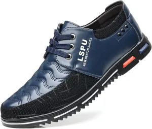 Veslexth Men Casual Business Loafers Lace-up Shoes Breathable Comfort Walking Fashion Driving Luxury Leather for Male Sneakers Work Office Dress Outdoor