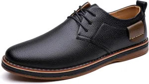Veslexth Men Casual Driving Loafers Breathable Comfort Walking Wing Tips Lace Up Luxury Leather Shoes for Male Business Work Office Dress Outdoor Sneakers