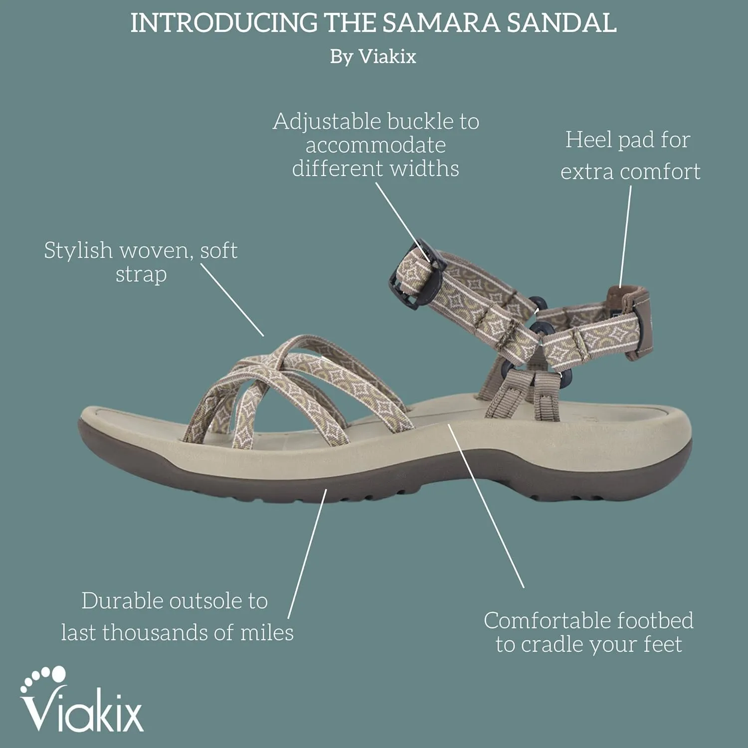Viakix Women's Walking Sandals – Premium Comfortable Sport Sandals for Outdoors, Travel, Hiking, Beach & Everyday Wear