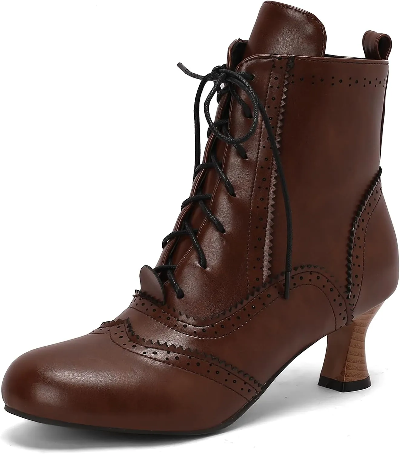 Victorian Boots for Women Vintage Lace Up Ankle-High Booties Costume Goth Booties Halloween Witch Stuff Cuban Heel Granny Boots