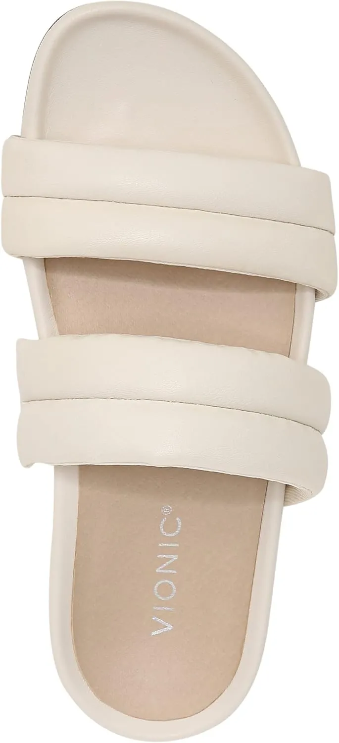 Vionic Women's Safari Mayla Slide Sandal- Supportive Walking Leather Shoes That Include Three-Zone Comfort with Orthotic Insole Arch Support, Medium Fit, Sizes 5-11