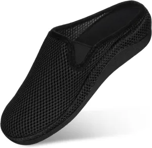 V.Step Breathable Mesh Orthopedic Slippers with Arch Support for Women Men Plantar Fasciitis Orthotic Slip On Mules Indoor Outdoor House Shoes, Black