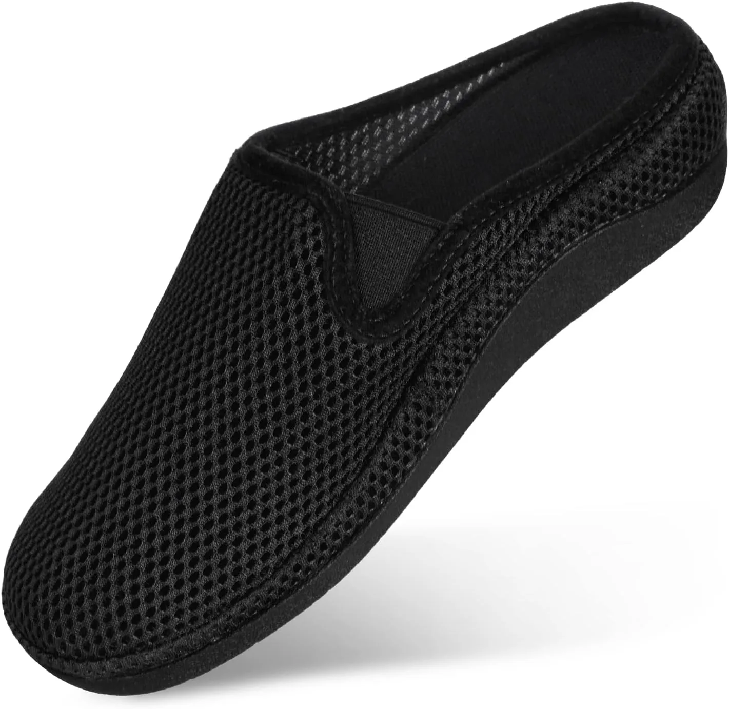 V.Step Breathable Mesh Orthopedic Slippers with Arch Support for Women Men Plantar Fasciitis Orthotic Slip On Mules Indoor Outdoor House Shoes, Black