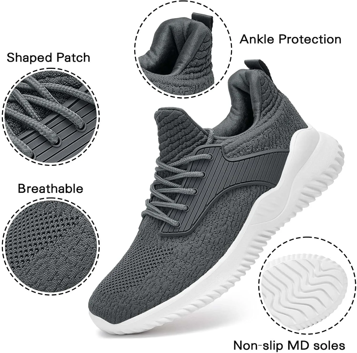 Walking Shoes for Men Sneakers - Memory Foam Tennis Running Shoes for Athletic Workout Gym Jogging Sports Lightweight Breathable Casual Sneakers