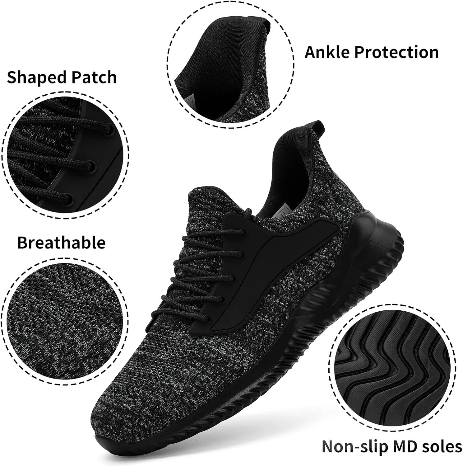 Walking Shoes for Men Sneakers - Slip on Memory Foam Running Tennis Shoes for Athletic Workout Gym Jogging Indoor Outdoor Lightweight Breathable Casual Sneakers
