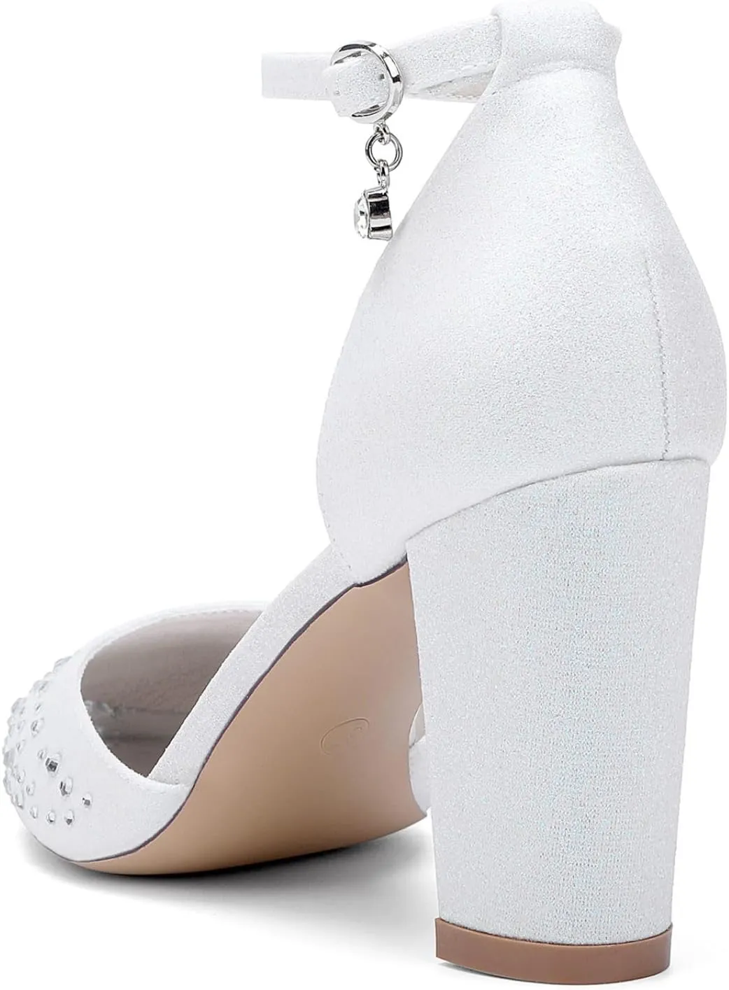 Wedding Bridal Shoes Women's Pointed Toe Chunky Heel Bridal Prom Party Dress High Shoes 8.5Cm