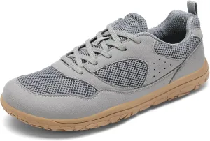 Wide Walking Shoes for Men - Ultra Light Zero Drop Mesh Sneakers Grey 10.5