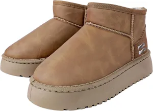 Winter Ankle Boots for Women - Water Resistant Leather Booties Non-Slip Platform Suede Mini Women's Boots - Perfect for Christmas Gifts