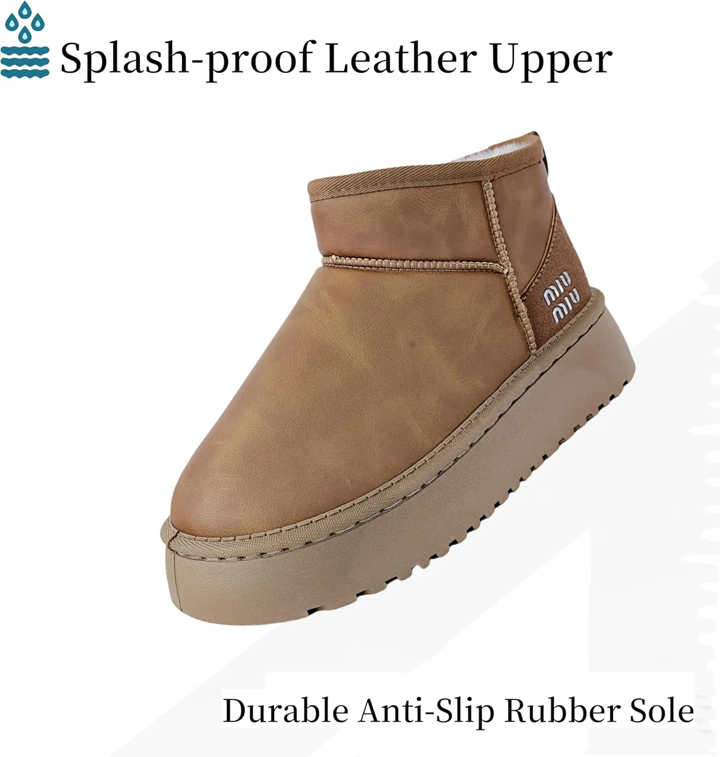 Winter Ankle Boots for Women - Water Resistant Leather Booties Non-Slip Platform Suede Mini Women's Boots - Perfect for Christmas Gifts
