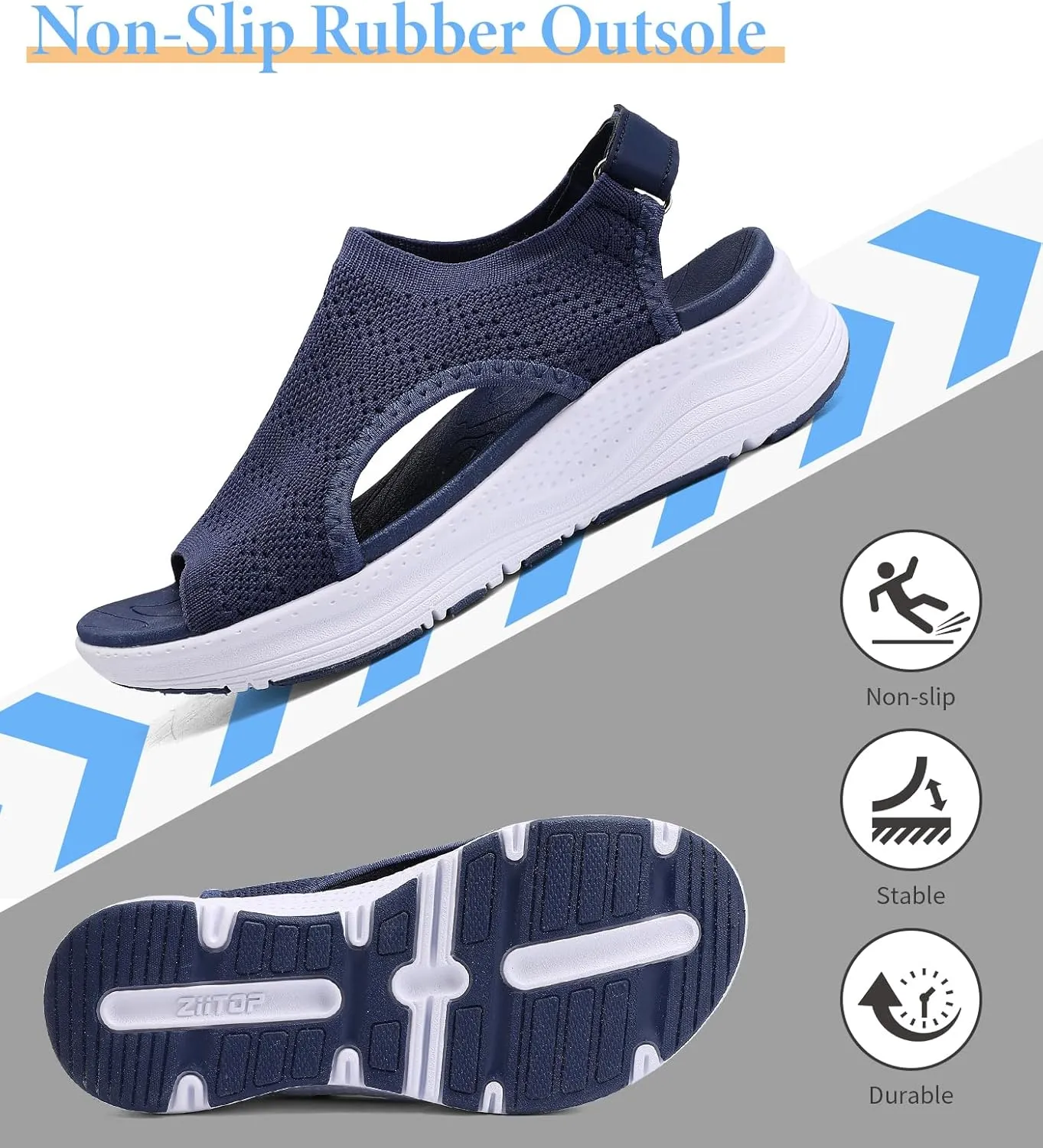 Women Arch Support Orthotic Walking Sandals Open Toe Adjustable Ankle Strap