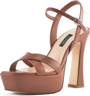 Women High Heel Platform Sandals with Ankle Strap Open Toe Spool Chunky Heels Prom Party Dress with Buckle