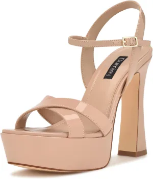 Women High Heel Platform Sandals with Ankle Strap Open Toe Spool Chunky Heels Prom Party Dress with Buckle