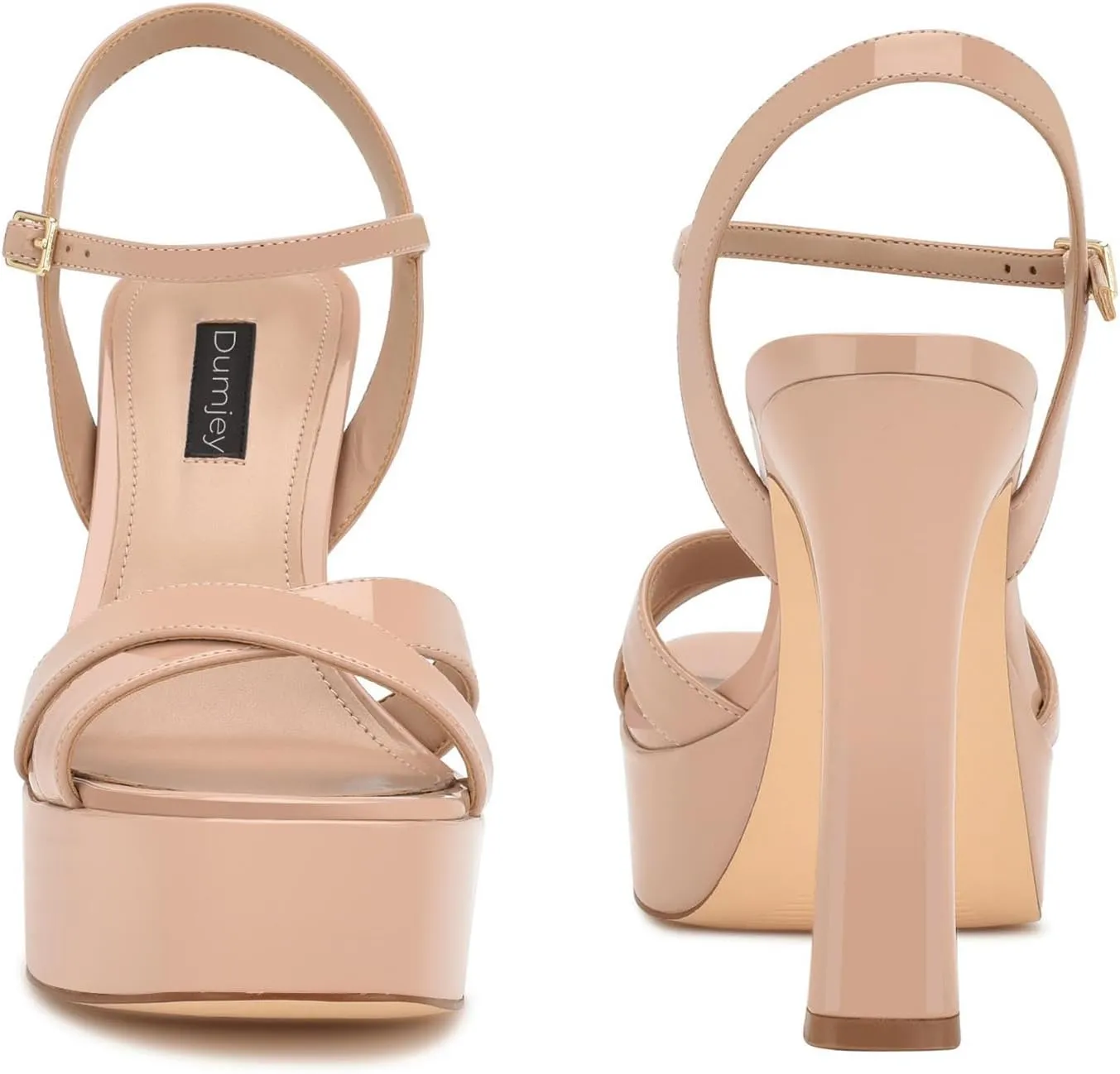 Women High Heel Platform Sandals with Ankle Strap Open Toe Spool Chunky Heels Prom Party Dress with Buckle