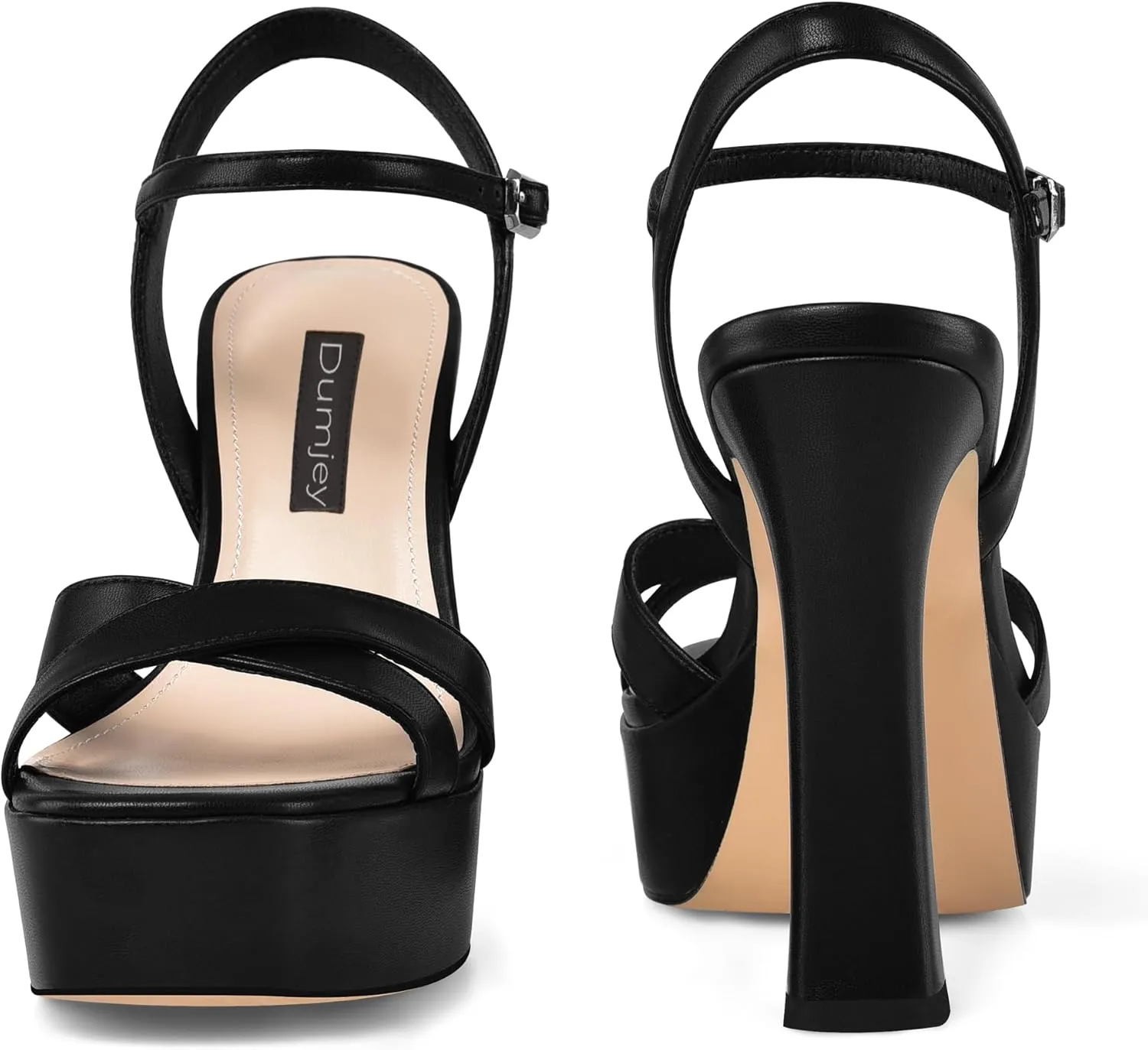 Women High Heel Platform Sandals with Ankle Strap Open Toe Spool Chunky Heels Prom Party Dress with Buckle