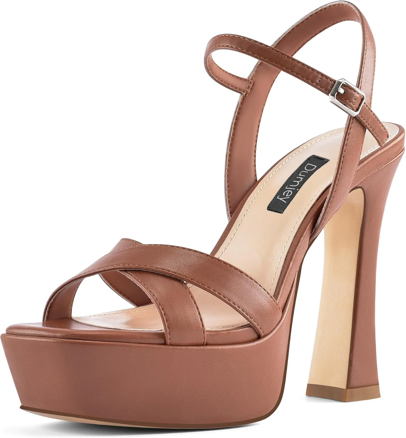 Women High Heel Platform Sandals with Ankle Strap Open Toe Spool Chunky Heels Prom Party Dress with Buckle