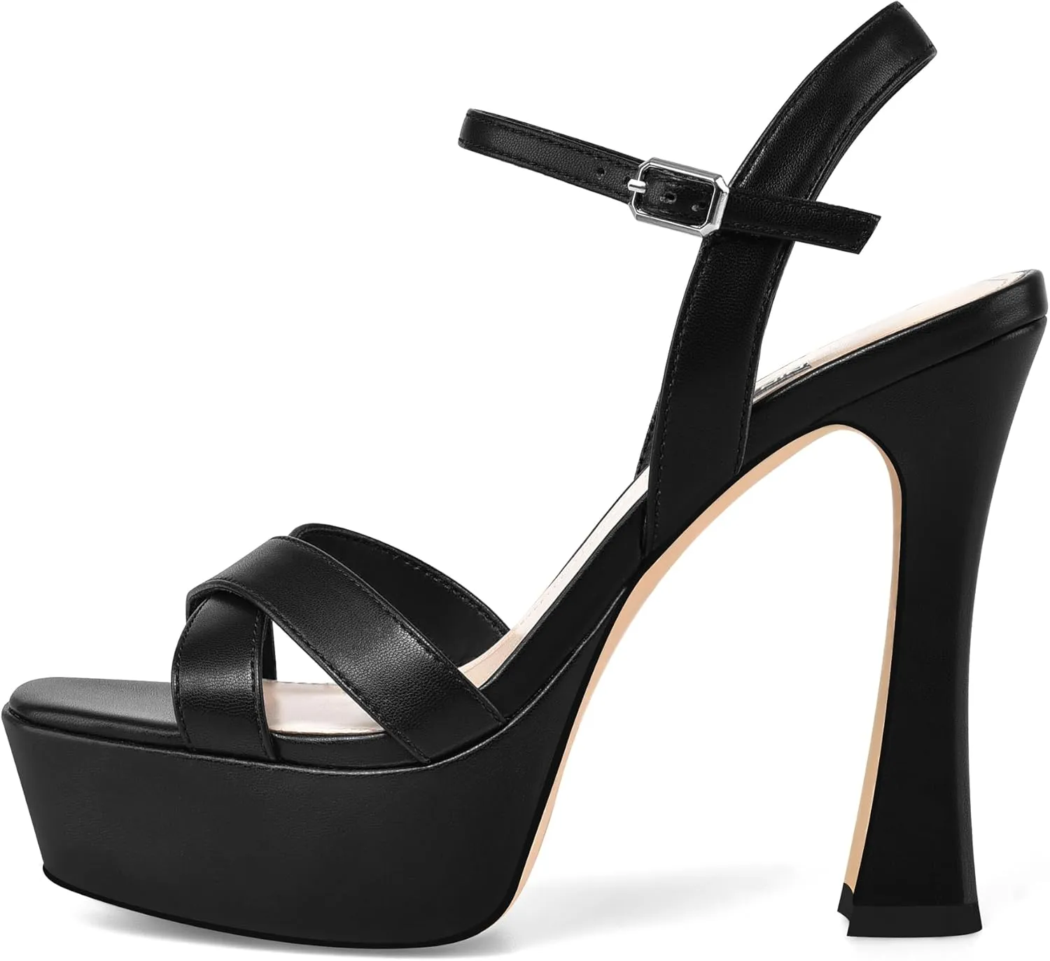 Women High Heel Platform Sandals with Ankle Strap Open Toe Spool Chunky Heels Prom Party Dress with Buckle