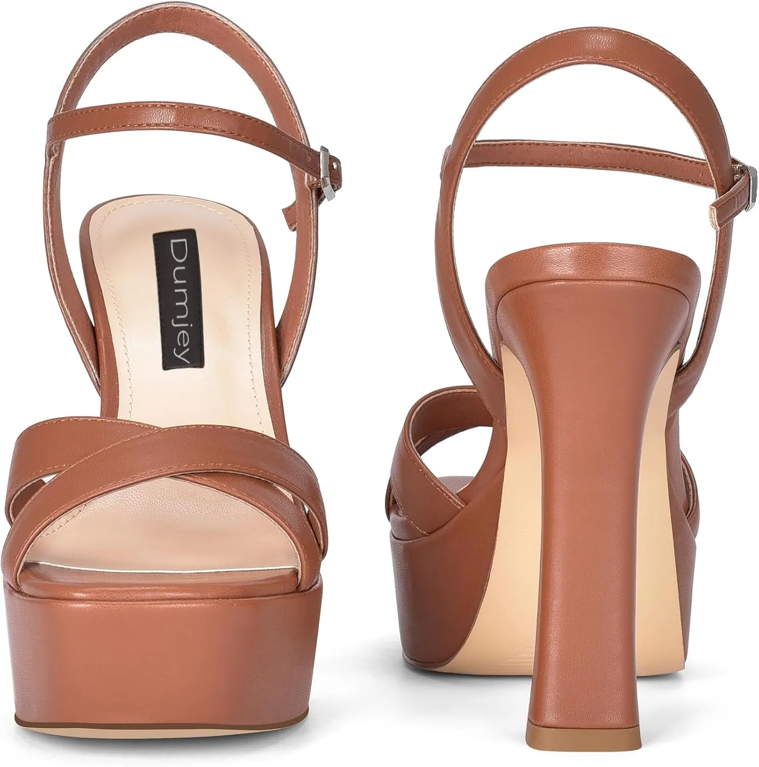 Women High Heel Platform Sandals with Ankle Strap Open Toe Spool Chunky Heels Prom Party Dress with Buckle