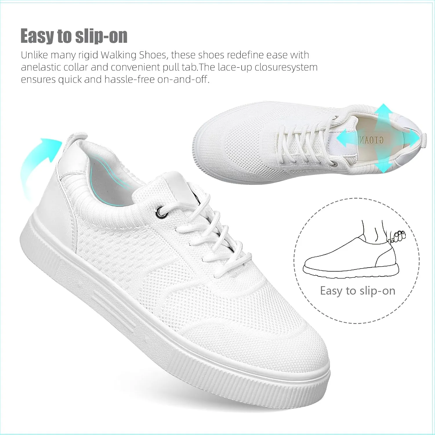Women Platform Walking Sneakers Lace-up with Breathable Mesh Memory Foam Skate, for Work Running Fashion Casual Sneakers
