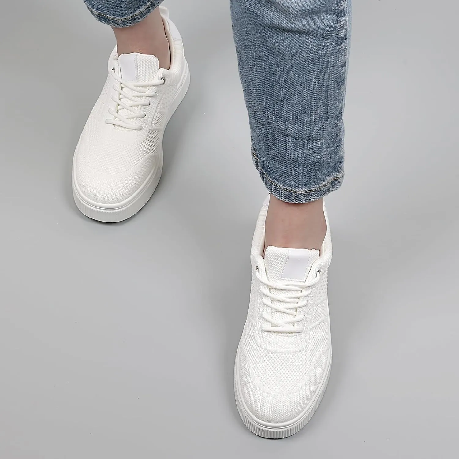 Women Platform Walking Sneakers Lace-up with Breathable Mesh Memory Foam Skate, for Work Running Fashion Casual Sneakers