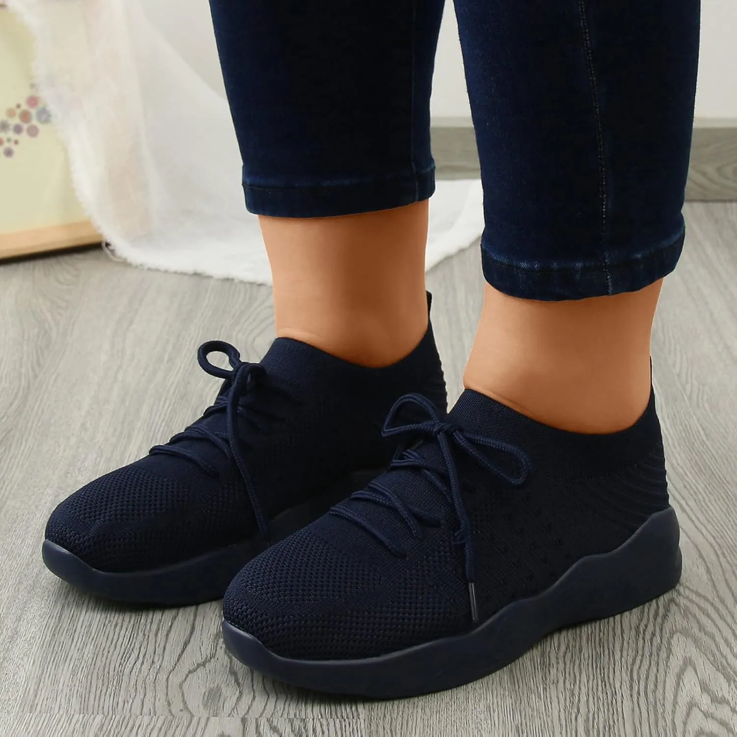 Women Walking Shoes Sock Sneakers Slip-On Breath Mens Tennis Shoes Comfort Shoes Dressy Casual Slip On Sneakers Brown Tennis Shoe White Loafers