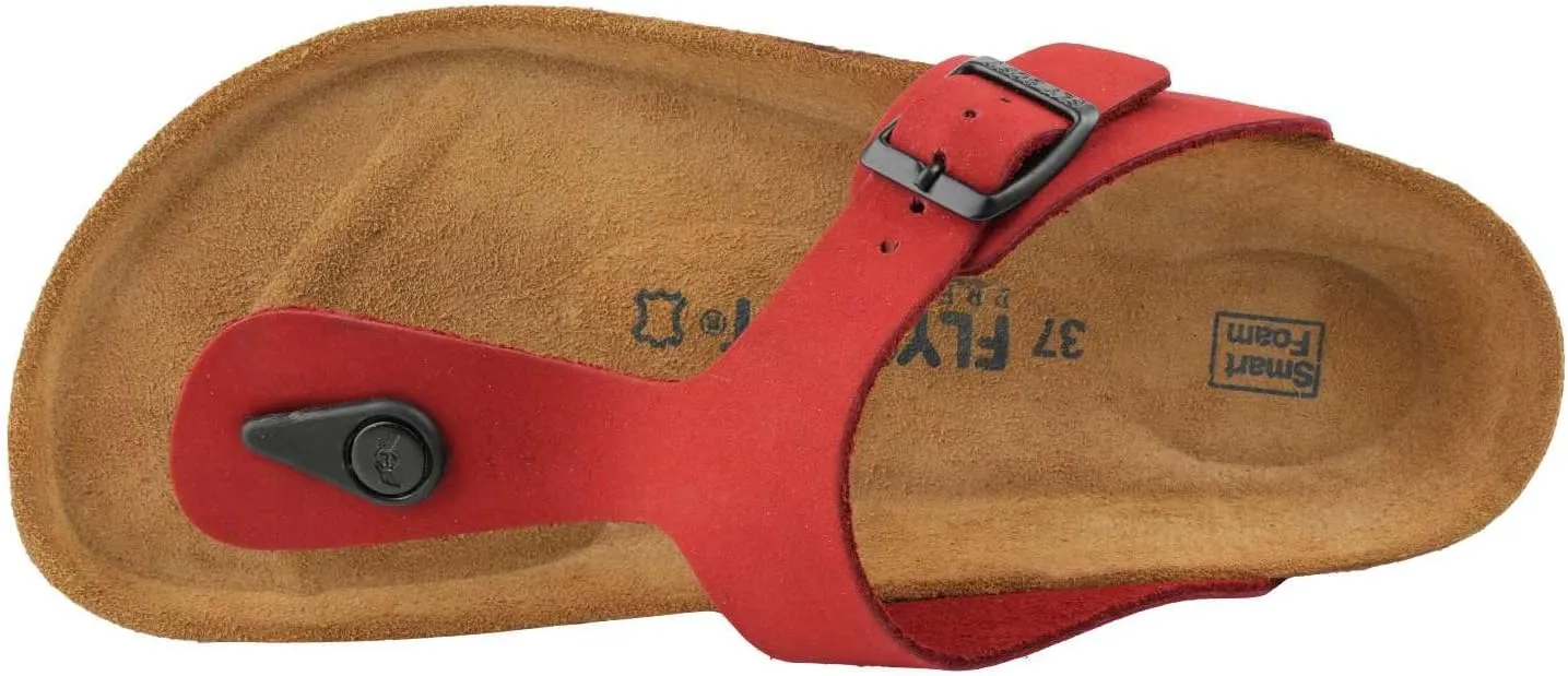 Women's 100% Genuine Leather Sandals - Comfortable Smart Foam Footbed, Slip-On Slides for Summer Wear, Adjustable Fit and Durable Non-Slip Sole