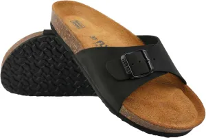 Women's 100% Genuine Leather Sandals - Comfortable Smart Foam Footbed, Slip-On Slides for Summer Wear, Adjustable Fit and Durable Non-Slip Sole