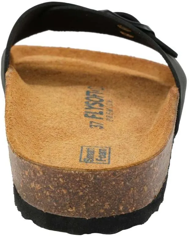 Women's 100% Genuine Leather Sandals - Comfortable Smart Foam Footbed, Slip-On Slides for Summer Wear, Adjustable Fit and Durable Non-Slip Sole