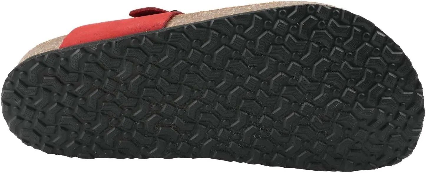 Women's 100% Genuine Leather Sandals - Comfortable Smart Foam Footbed, Slip-On Slides for Summer Wear, Adjustable Fit and Durable Non-Slip Sole