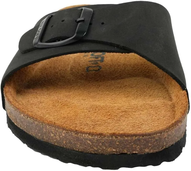Women's 100% Genuine Leather Sandals - Comfortable Smart Foam Footbed, Slip-On Slides for Summer Wear, Adjustable Fit and Durable Non-Slip Sole