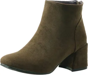 Womens Block Heels Suede Ankle Boots Classic