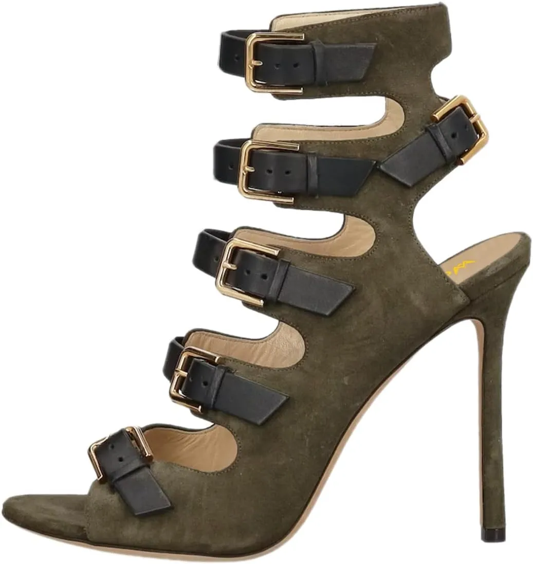 Women’s Buckle Strappy Sandals High Stiletto Heel Sandals Boots Peep Toe Two Tone Shoes Party Shopping Daily Size 4-16 US