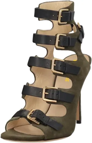 Women’s Buckle Strappy Sandals High Stiletto Heel Sandals Boots Peep Toe Two Tone Shoes Party Shopping Daily Size 4-16 US
