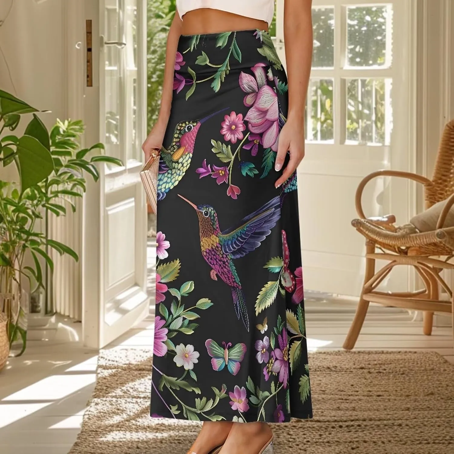 Women's Casual High Waisted Fishtail Bodycon Long Maxi Skirt A-Line Flared Maxi Skirts Fit Cocktail Party Wedding