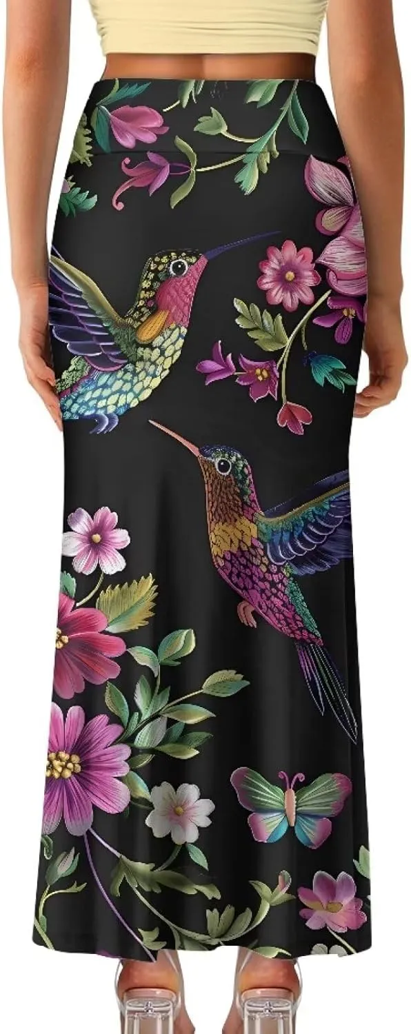 Women's Casual High Waisted Fishtail Bodycon Long Maxi Skirt A-Line Flared Maxi Skirts Fit Cocktail Party Wedding