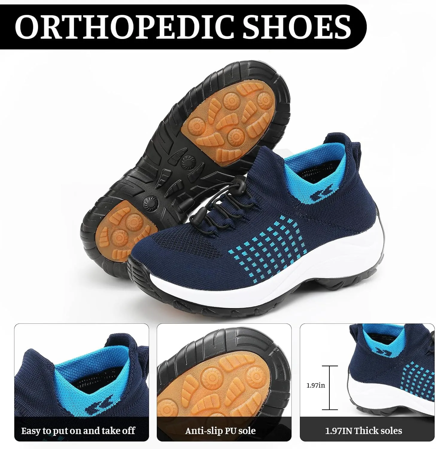 Womens Casual Sneakers Stretch Comfort Wear Orthowear Shoes Lightweight Comfortable Mesh Hollow Out Walking Shoes Orthopedic Breathable Non Slip Cushion Shoe