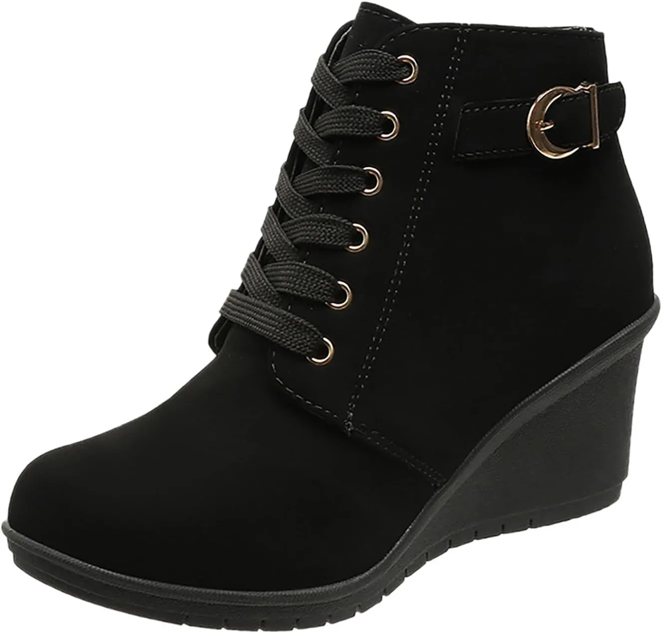 Womens Clasical Ankle Booties Lace-Up Zipper Breathable Lining Flat Ankle Combat Boots Crown Vintage Boots Shoes