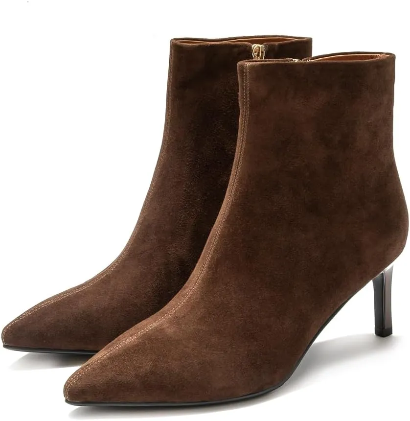Women's Classic Pointed Toe Heels Suede Ankle Boots