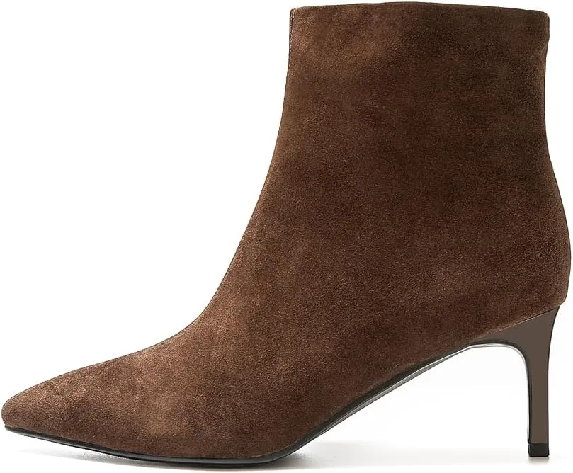 Women's Classic Pointed Toe Heels Suede Ankle Boots