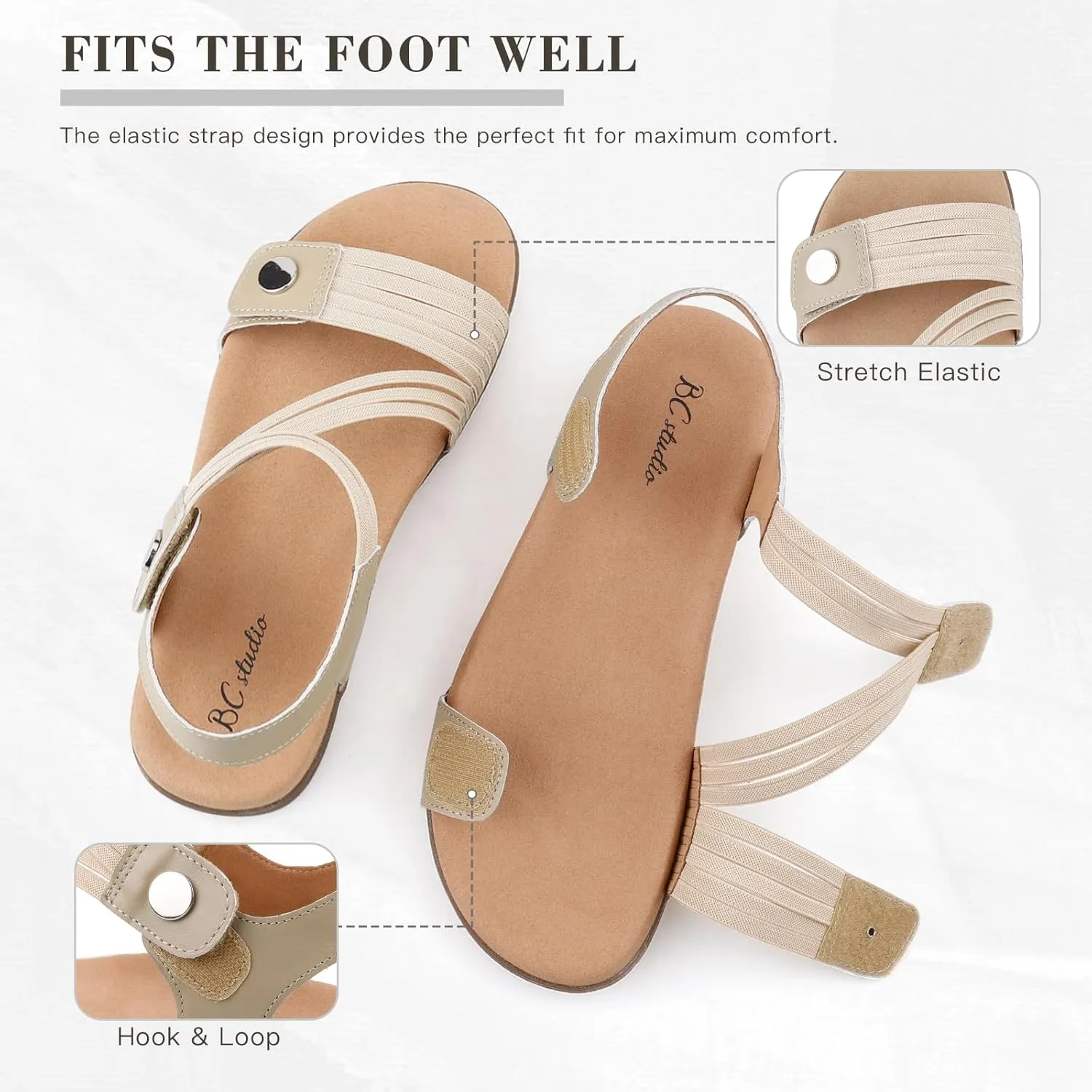 Women's Comfort Orthopedic Sandals with Arch Support Summer Walking Casual Flats Shoes