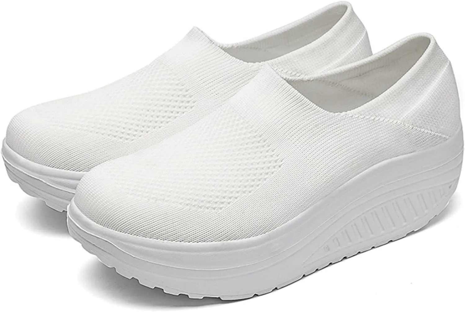 Women's Comfortable Thick Bottom Mesh Breathable Loafers Shoes Comfortable, Lightweight, Non-Slip Rocker Walking Shoes.