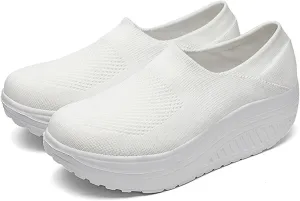 Women's Comfortable Thick Bottom Mesh Breathable Loafers Shoes Comfortable, Lightweight, Non-Slip Rocker Walking Shoes.