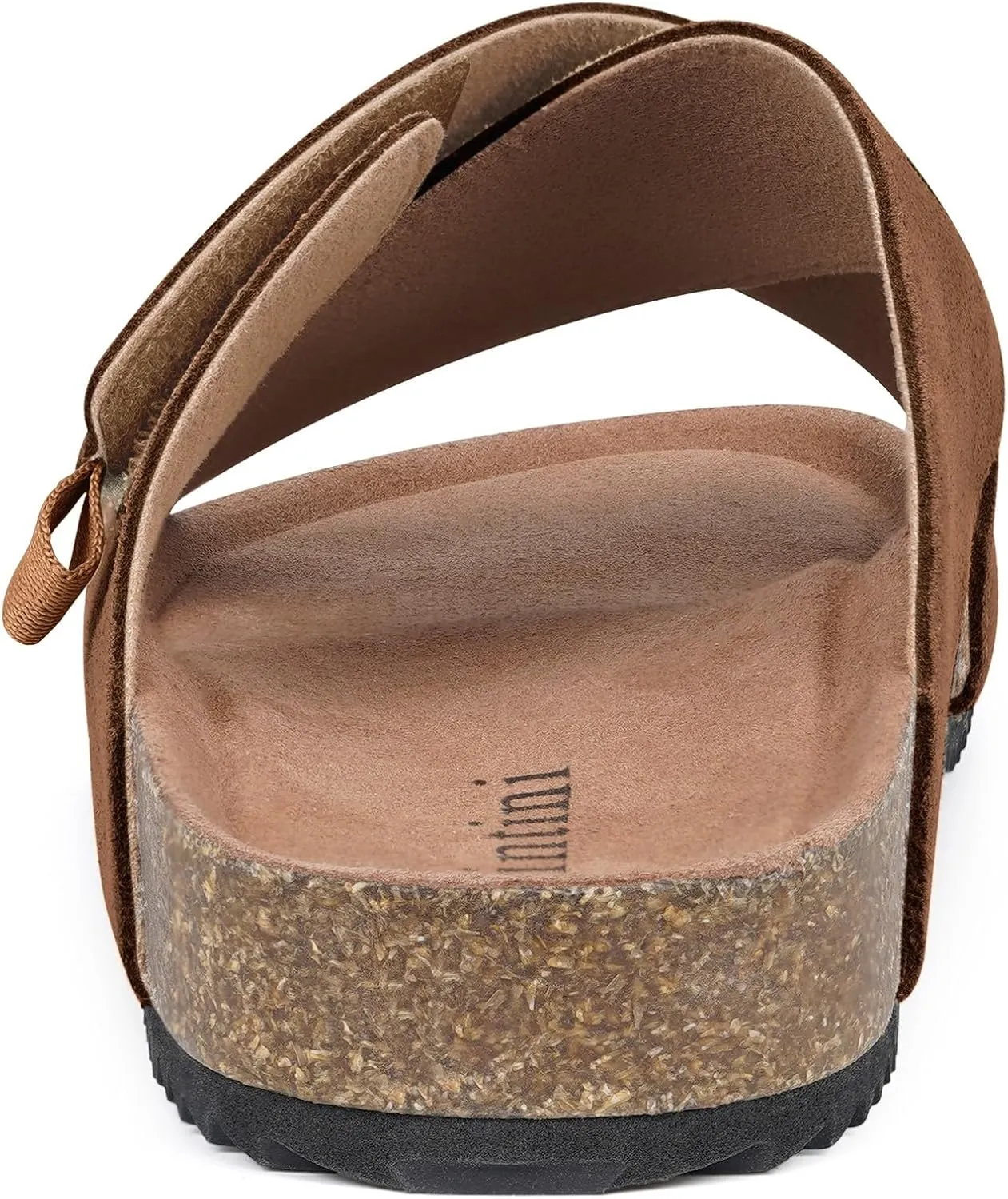 Womens Cork Footbed Slides Sandals Suede Leather Flat Sandals Cross Band Summer Slip on Open Toe Slippers Arch Support for Indoor Outdoor with Adjustable Straps