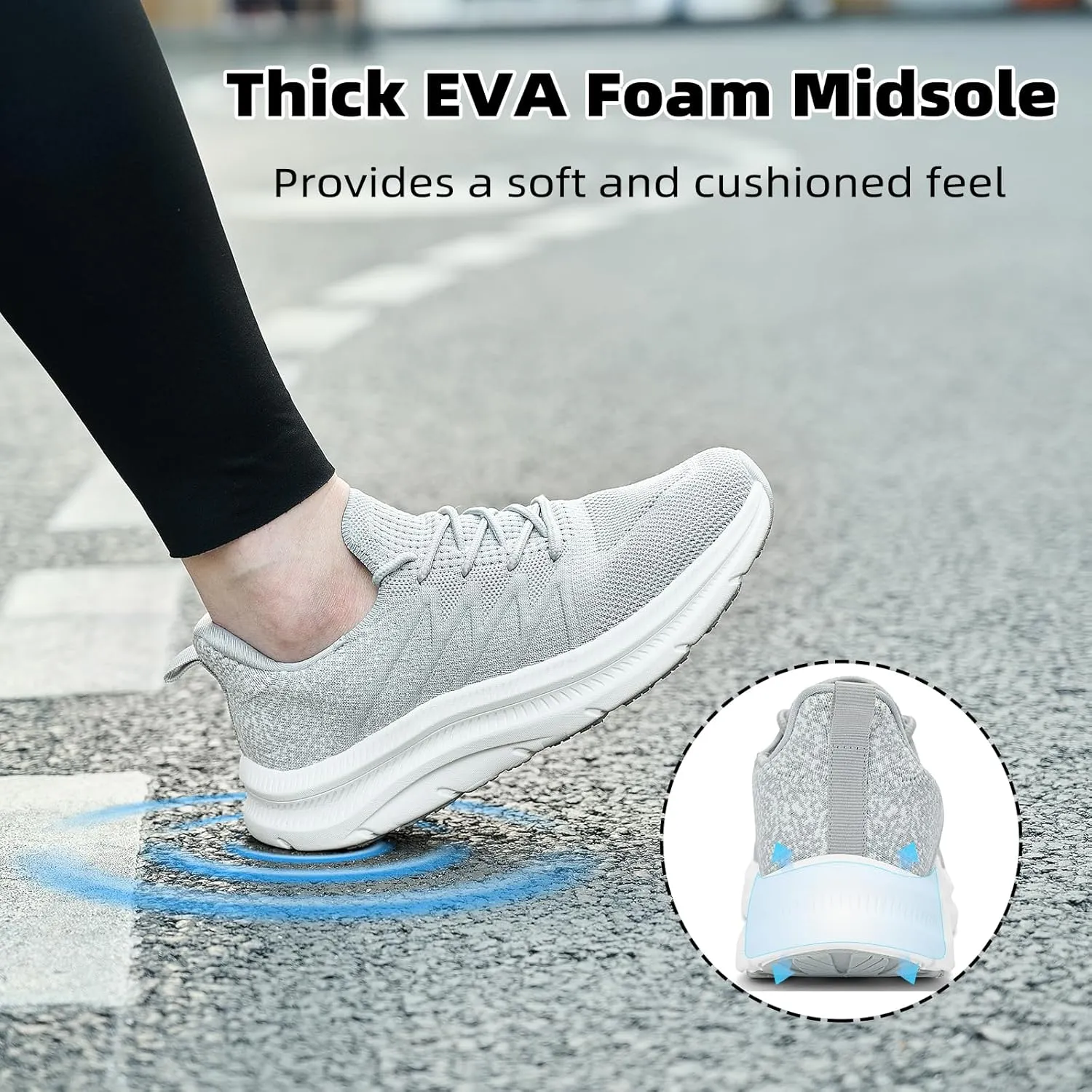 Women's Cushioning Running Shoes - Slip on Memory Foam Comfortable Walking Tennis Sneakers Ladies Athletic Gym Workout Sport Jogging Shoe Lightweight