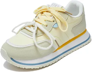 Women's Cute Double Shoelaces Platform Sneakers Lightweight Non-Slip Comfort Walking Casual Shoes Campus