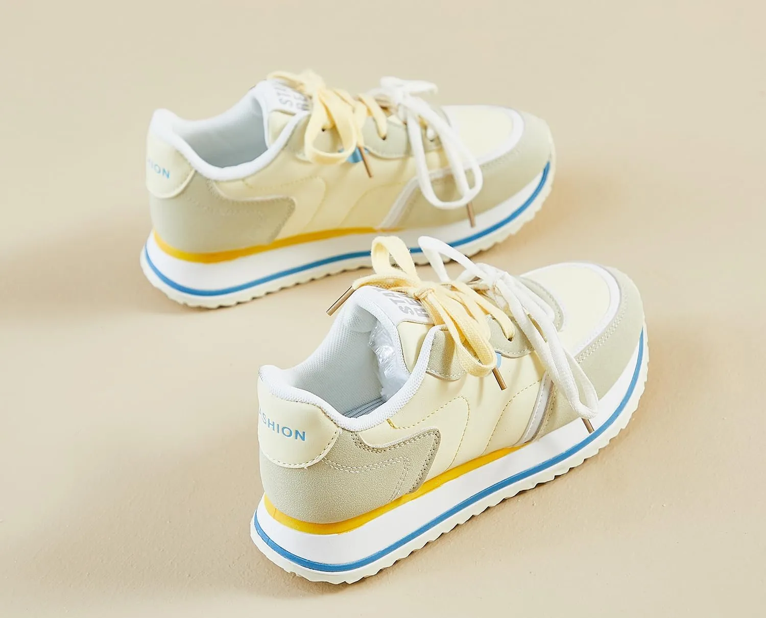 Women's Cute Double Shoelaces Platform Sneakers Lightweight Non-Slip Comfort Walking Casual Shoes Campus