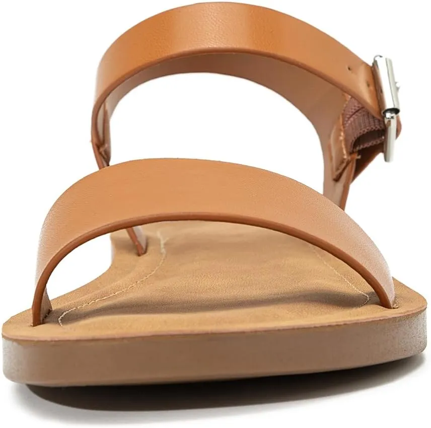 Women's Cute Open Toes One Band Ankle Strap Flexible Summer Flat Sandals With   Memory Foam