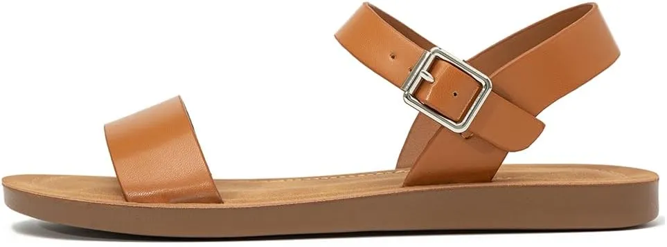 Women's Cute Open Toes One Band Ankle Strap Flexible Summer Flat Sandals With   Memory Foam
