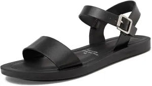 Women's Cute Open Toes One Band Ankle Strap Flexible Summer Flat Sandals With   Memory Foam